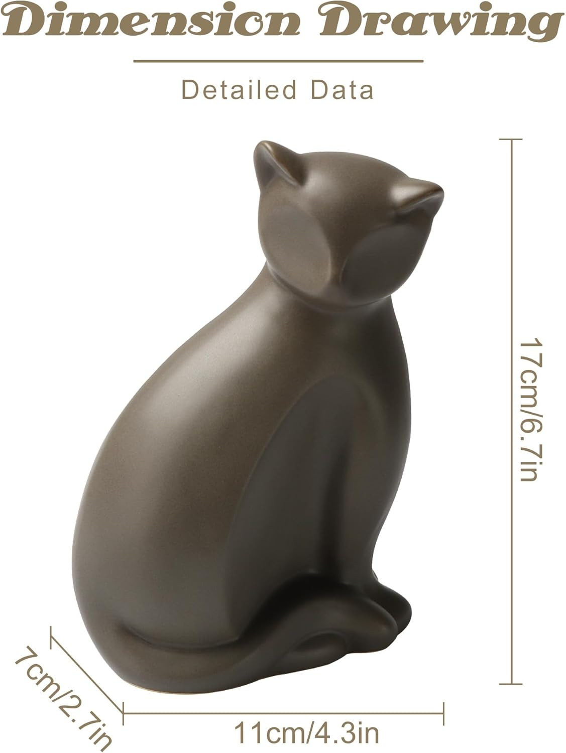 Pet Urns for Cats, Elegant Ceramics Keepsake for Pet Ashes, Small Brown Memorial