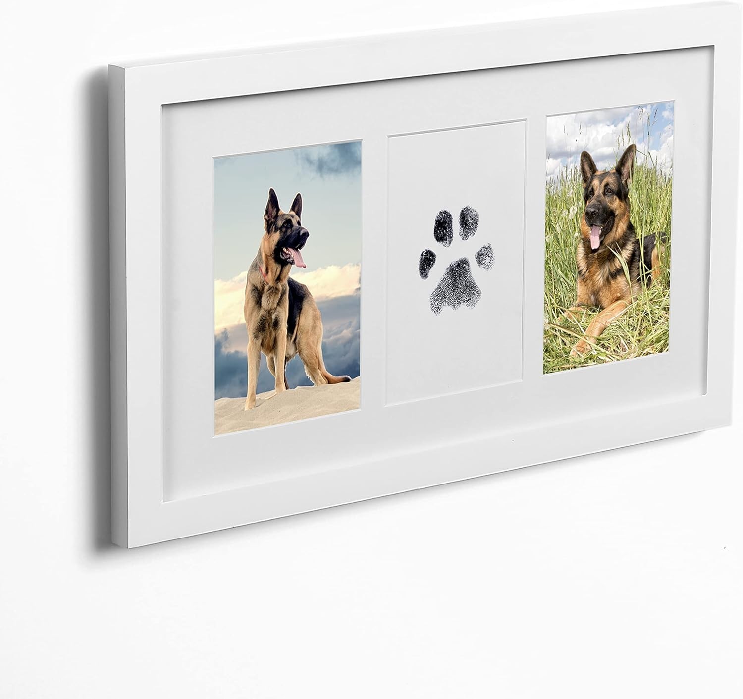 Pet Memorial Frame with Paw & Nose Print Kit, 2-Photo Wall Display