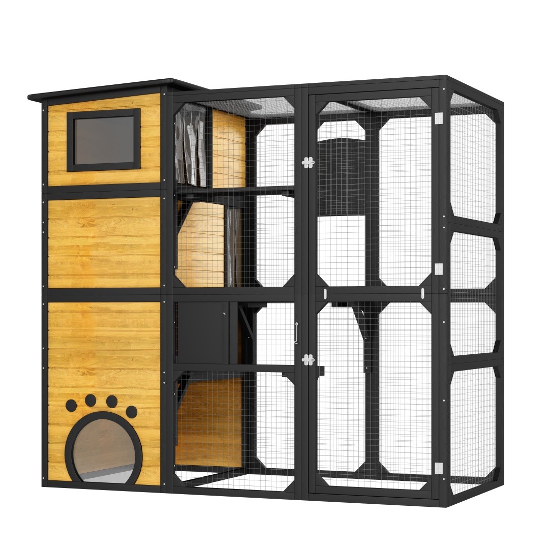 Large 4‑Tier Outdoor Cat Catio – Weatherproof Window‑Attached Enclosure with Pla