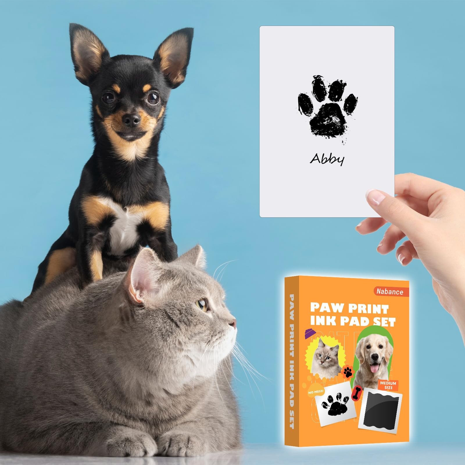 Inkless Paw Print Kit for Dogs, Cats & Babies, 4 Clean Touch Ink Pads and 8 I…