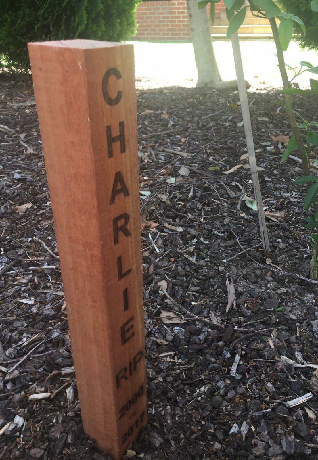 Pet Memorial Garden Stake Hardwood outdoor memorial personalised engraved