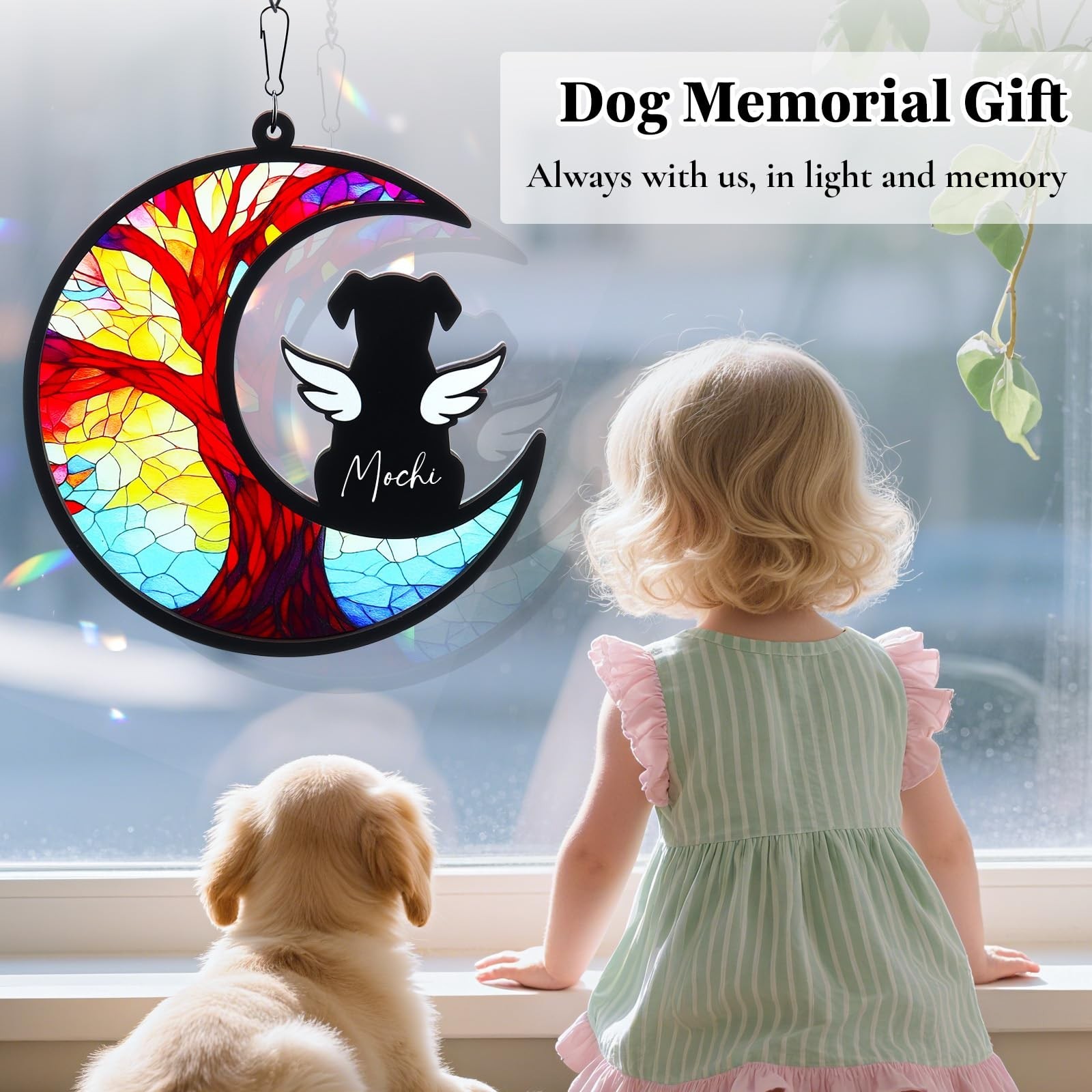 Dog Memorial Gifts – Memorial Suncatcher Set with Acrylic & Crystal Suncatche…