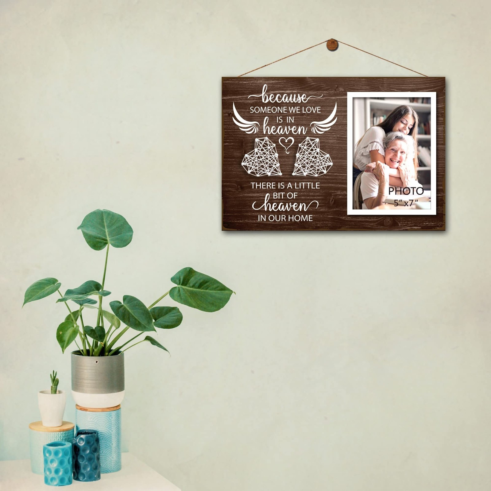 Yudarte Wooden String Heart Memorial Picture Frame 5×7 Inches Photo – Bereave…