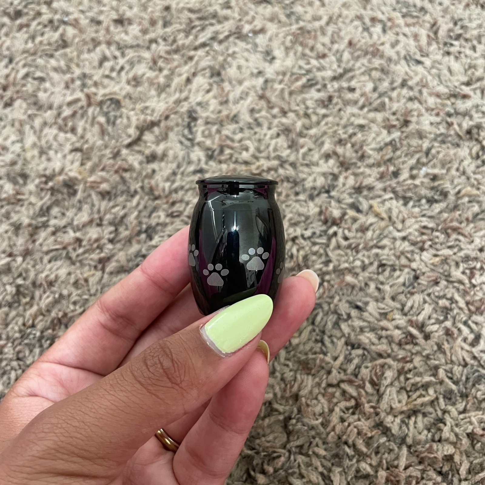 Sunling Mini Pet Keepsake Urn for Ashes Black Metal Paw Print Small Memorial