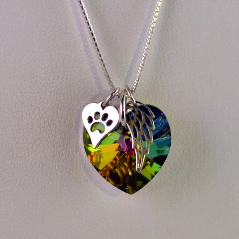 Rainbow Bridge Heart Necklace | Pet Loss Sympathy Gift | Cat Dog Memorial
