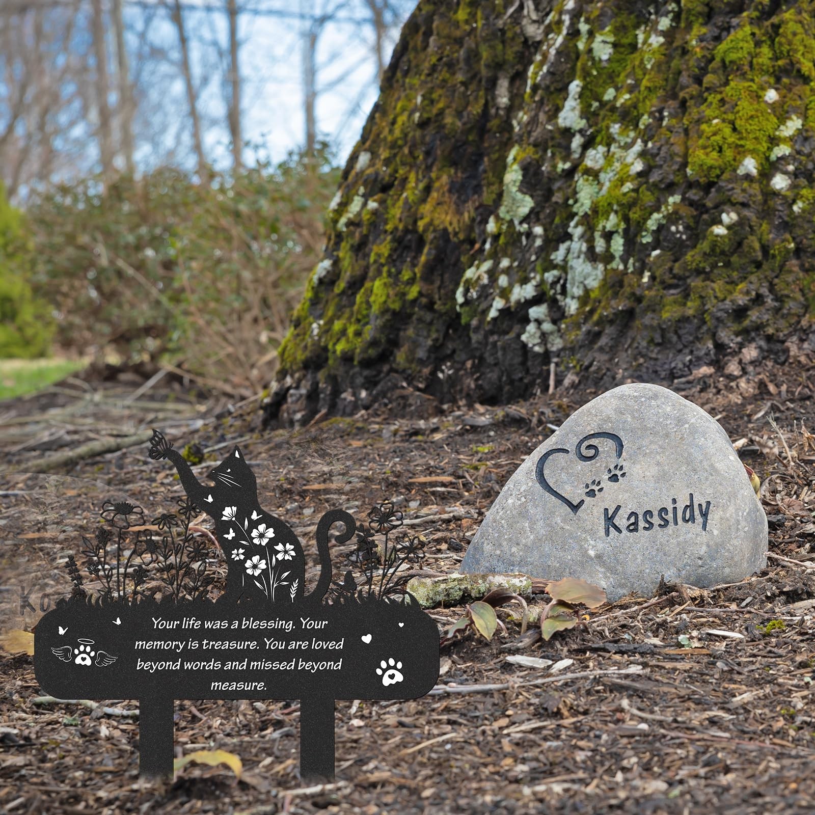 Cat Memorial Grave Stakes – Metal Wildflower Loss Pets Cemetery Markers Decorati
