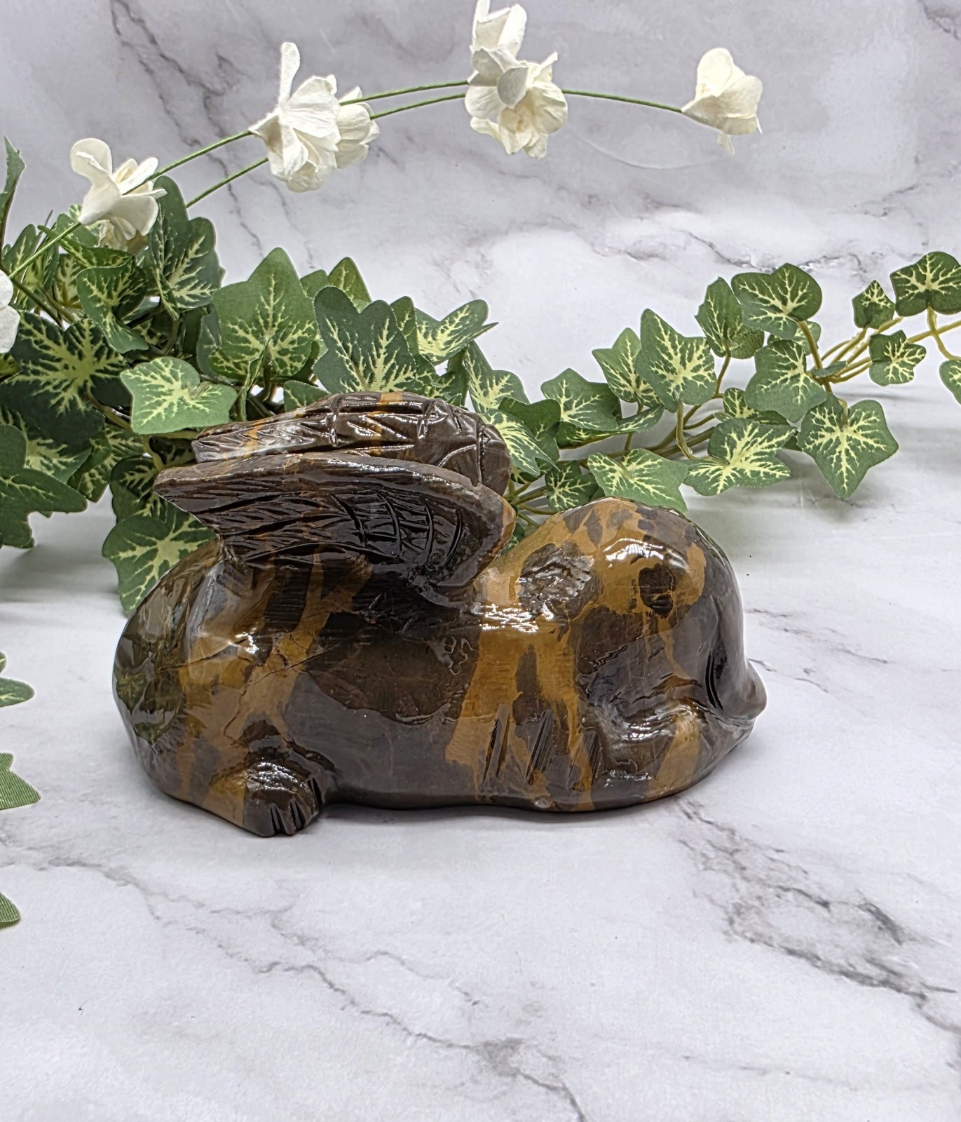 Mountain Jasper Winged Angel Dog – Pet Memorial Statue, Gemstone Pet Loss Gift