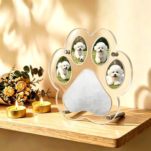 Paw Print Acrylic Pet Fur Keepsake – Pet Memorial Ornament for Dog & Cat