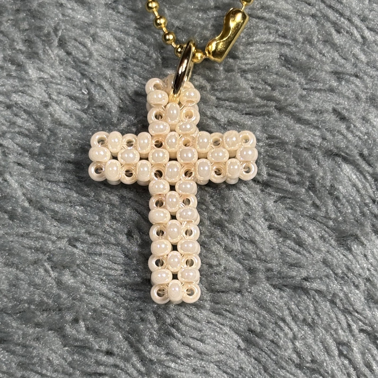 Cremation Ashes Keychain – Cremation Keepsake(beige cross and beige ornaments)