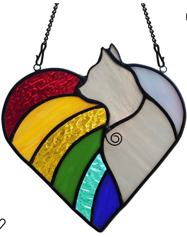 Cat Memorial Gifts for Cat Lovers,Rainbow Bridge Pet Memorial Stained Glass