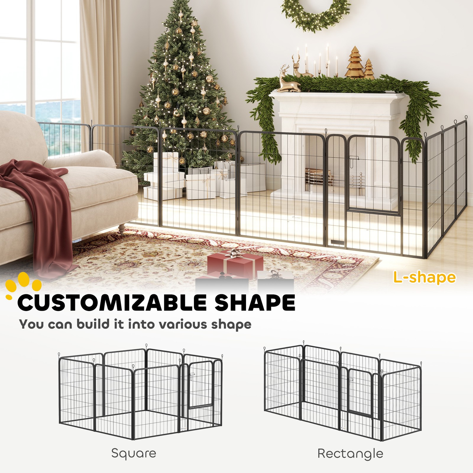 39 Inch Exercise Pen, Heavy Duty Dog Playpen, 8 Panel Metal Pet Fence for Medium