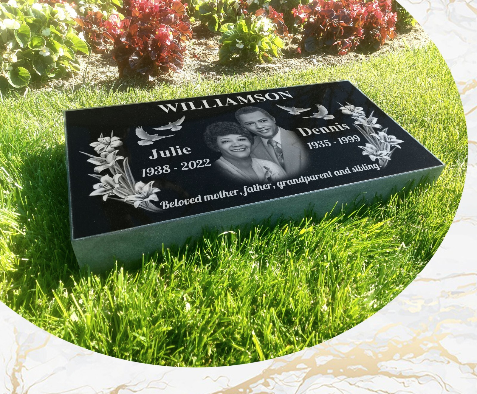 16″х8″х3″ inch Large Pet Headstone  Diamond Engraved on the Grave Marker Granite
