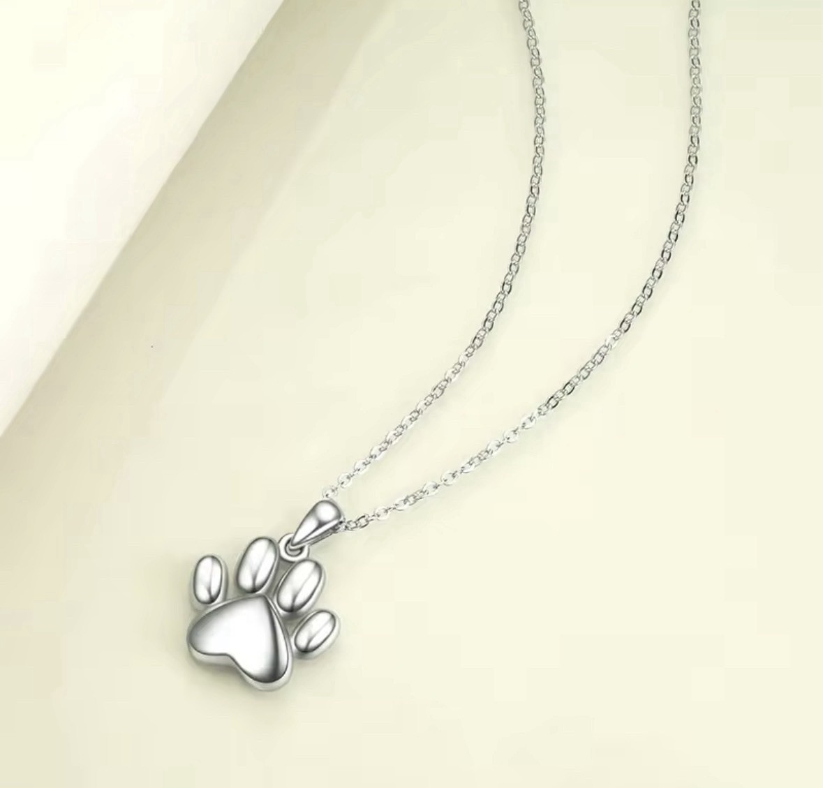 Cremation Urn Necklace Pet Memorial Ash Holder Silver Paw Print Keepsake