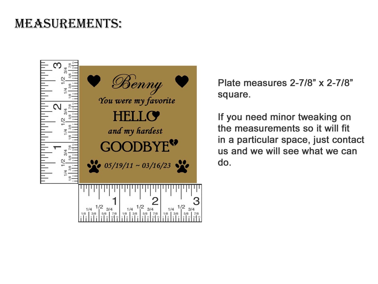 Engraved Pet Loss Poem Plate Frame Plates 2-7/8″ Square Many Choices and Designs