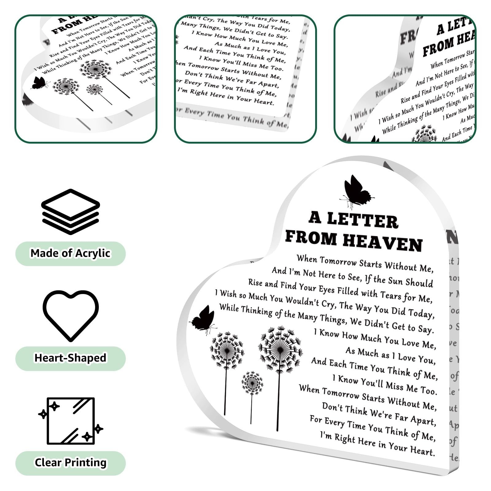 Sympathy Gifts Memorial Acrylic Plaque Remembrance Sympathy Gifts for Loss fo…