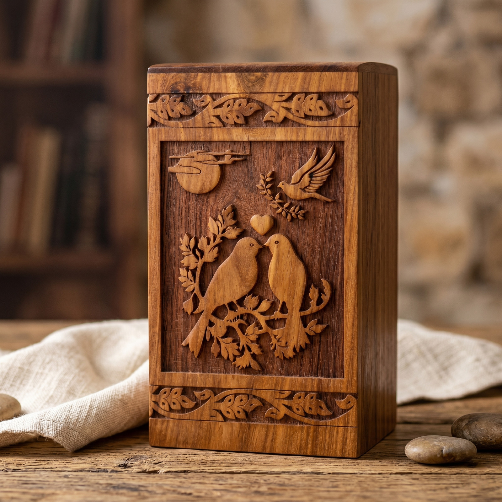 Tree of Life Wooden Urn Rosewood Handmade Cremation Ashes Human Pet