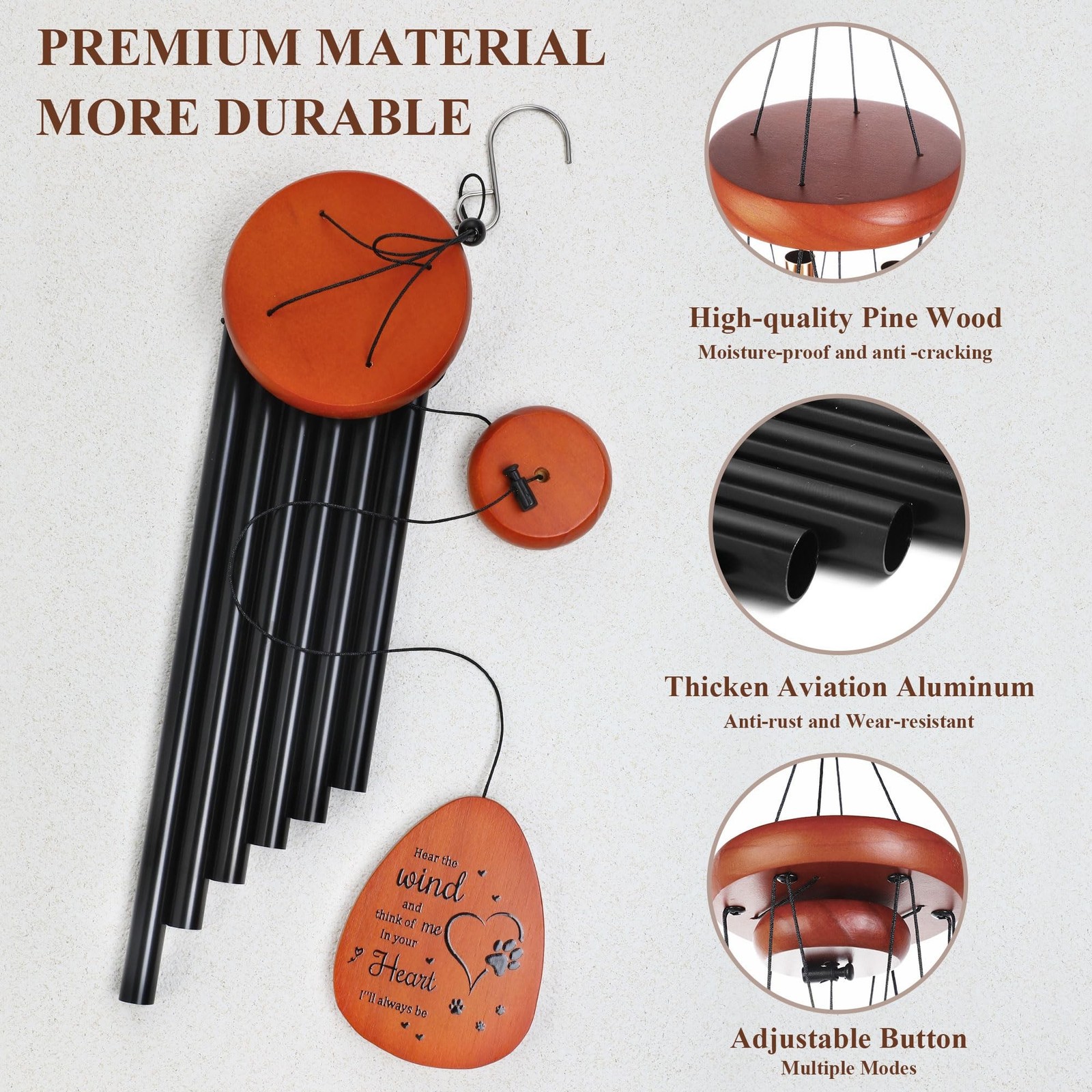 YU FENG 26” Metal Dog Memorial Wind Chimes for Outside Loss of Dog Loved Pet…