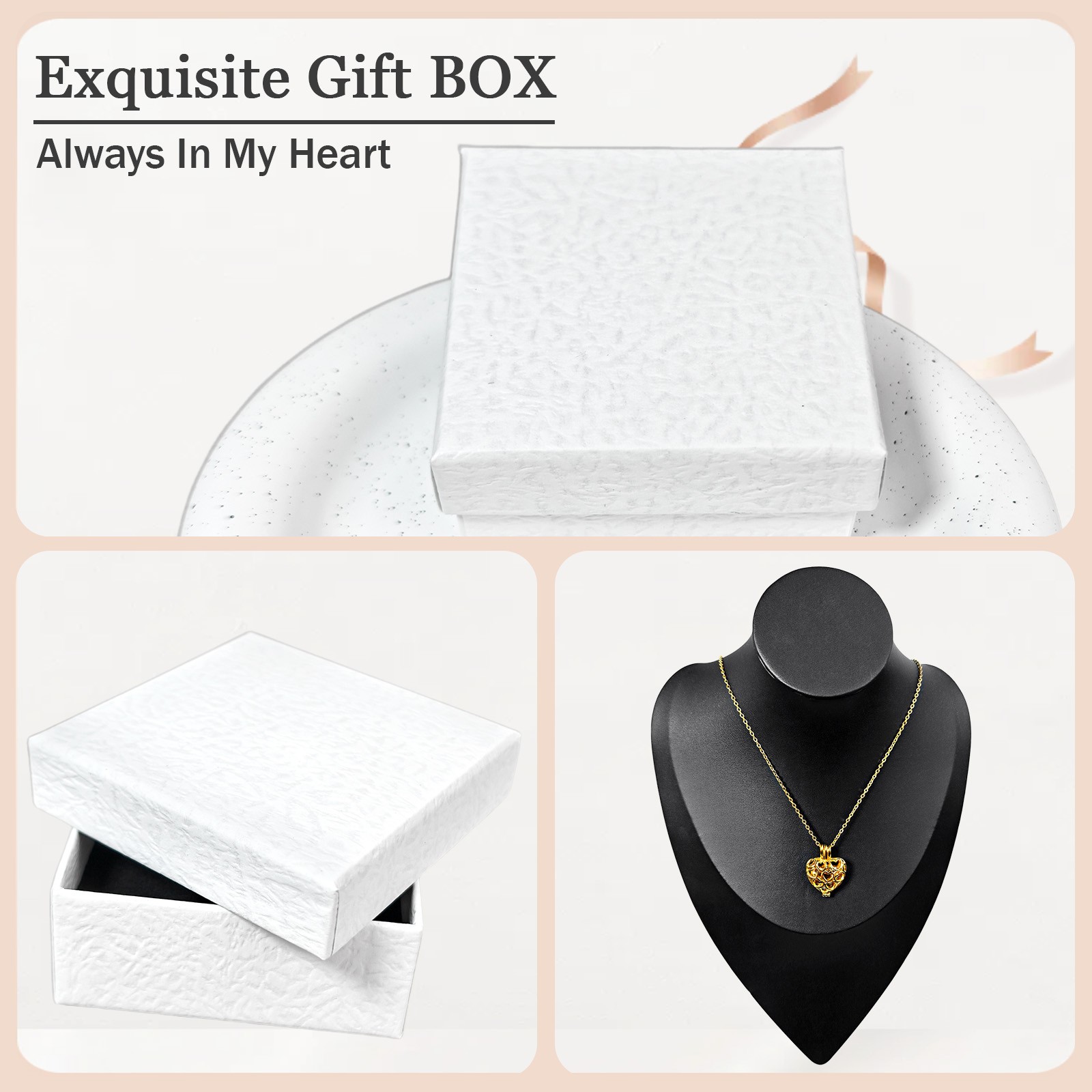Gold Paw Print Heart Pet Ashes Memorial Necklace with Inner Box For Dog&Cat