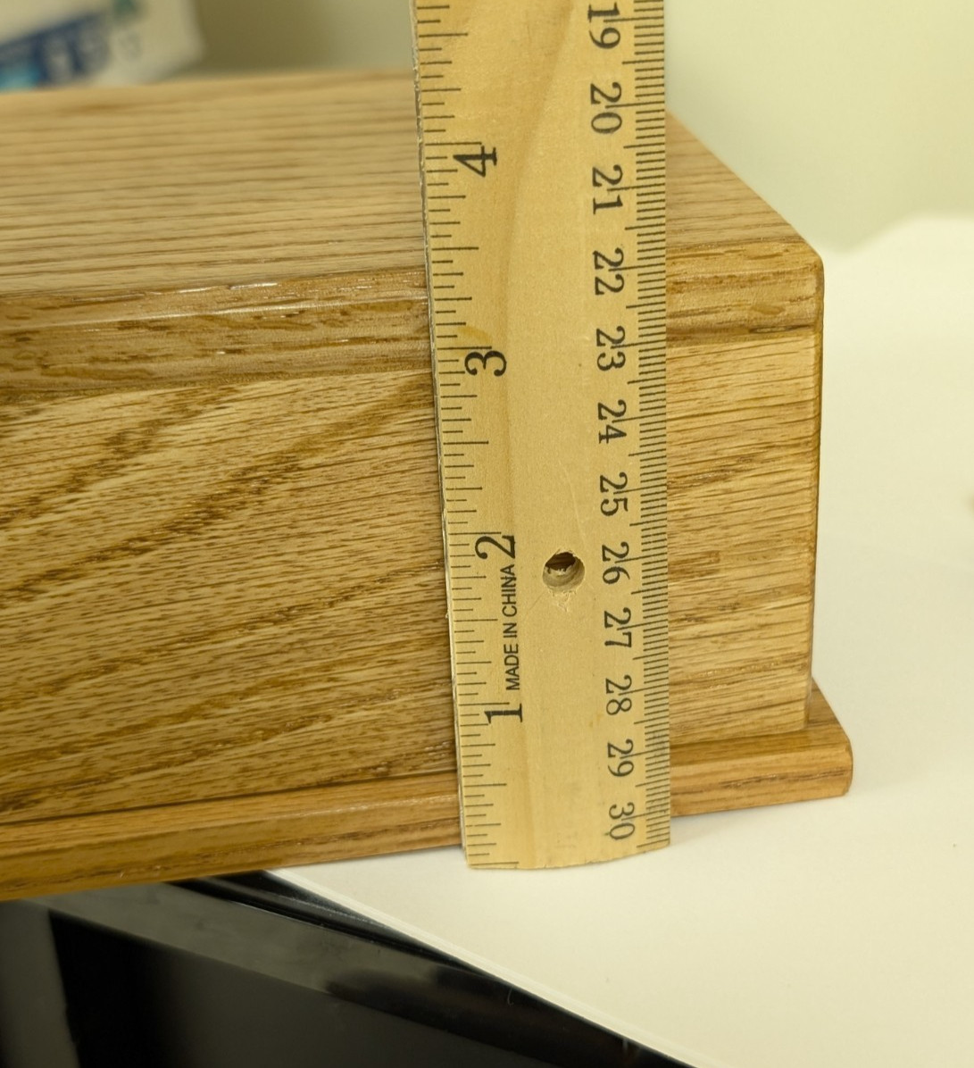 Pet Memorial Cremation Urn- Small Dog Or Cat – Solid Oak with Cherry Finish