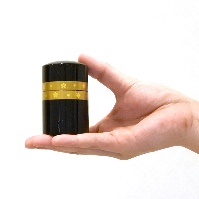 Makie Gold Stripes (Obiharukin) Small Keepsake Urn for Human Ashes Lacquer decor