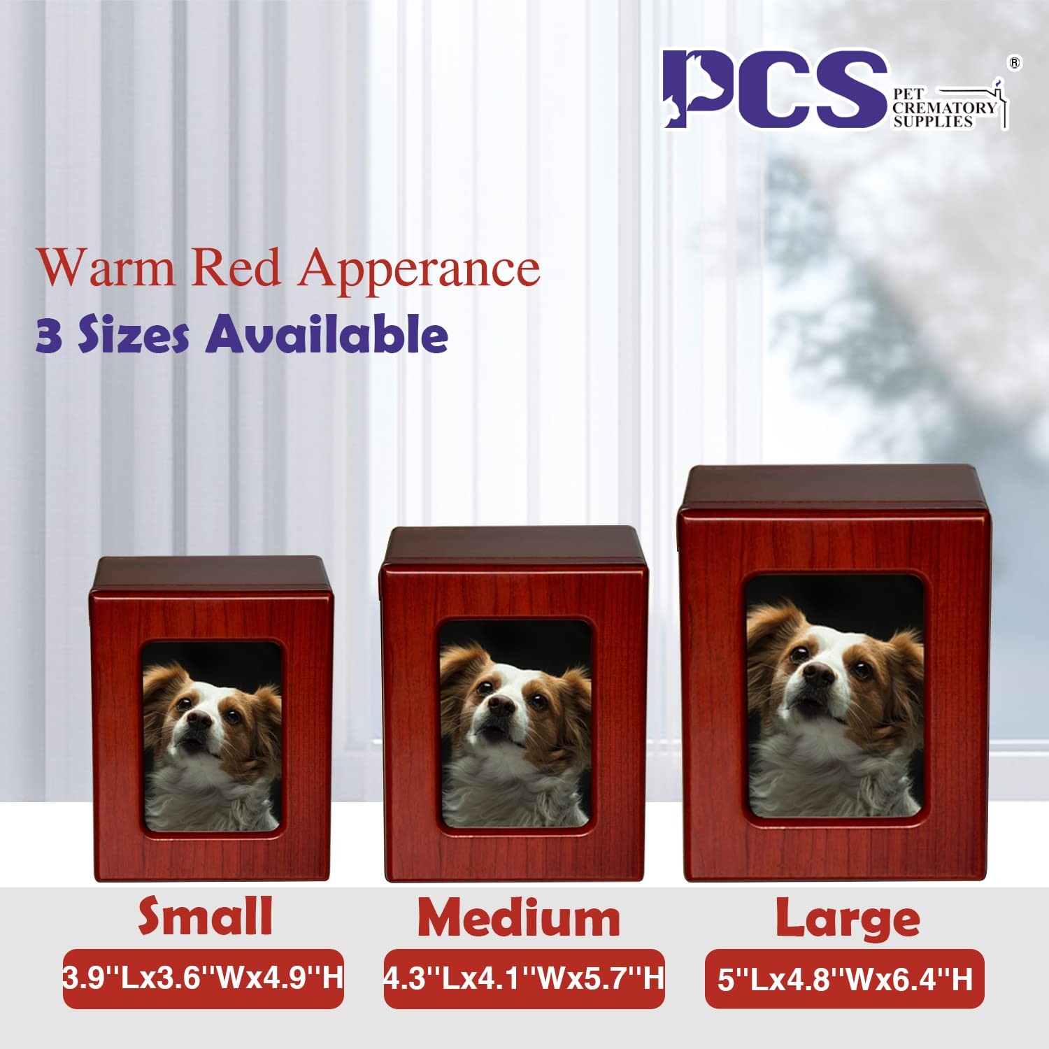 Red Small Pet Urns Dogs Ashes Photo Frame Cremation Box Memorial Storage