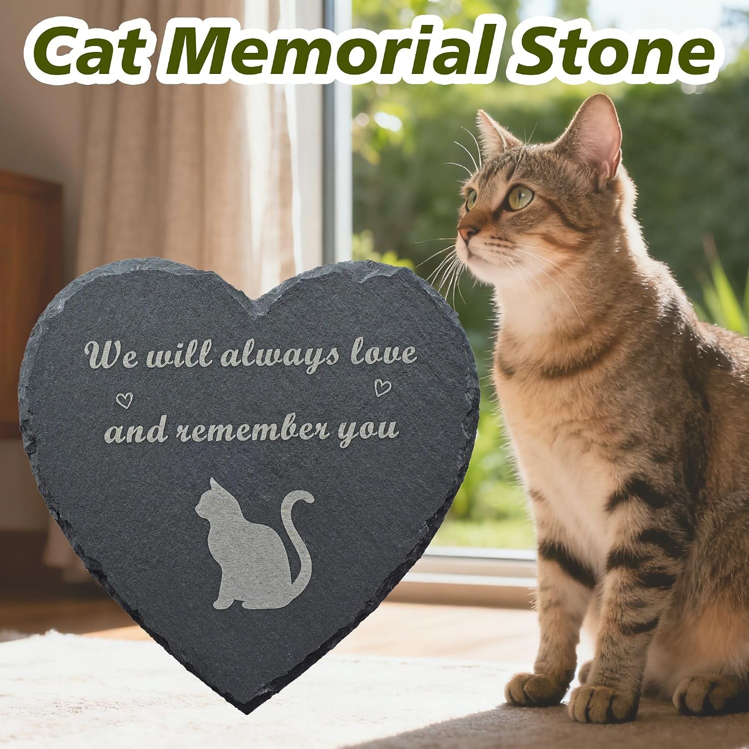 Heart Shaped Small Cat Memorial Stone 4 Inch Pet Memorial Gift Ideas