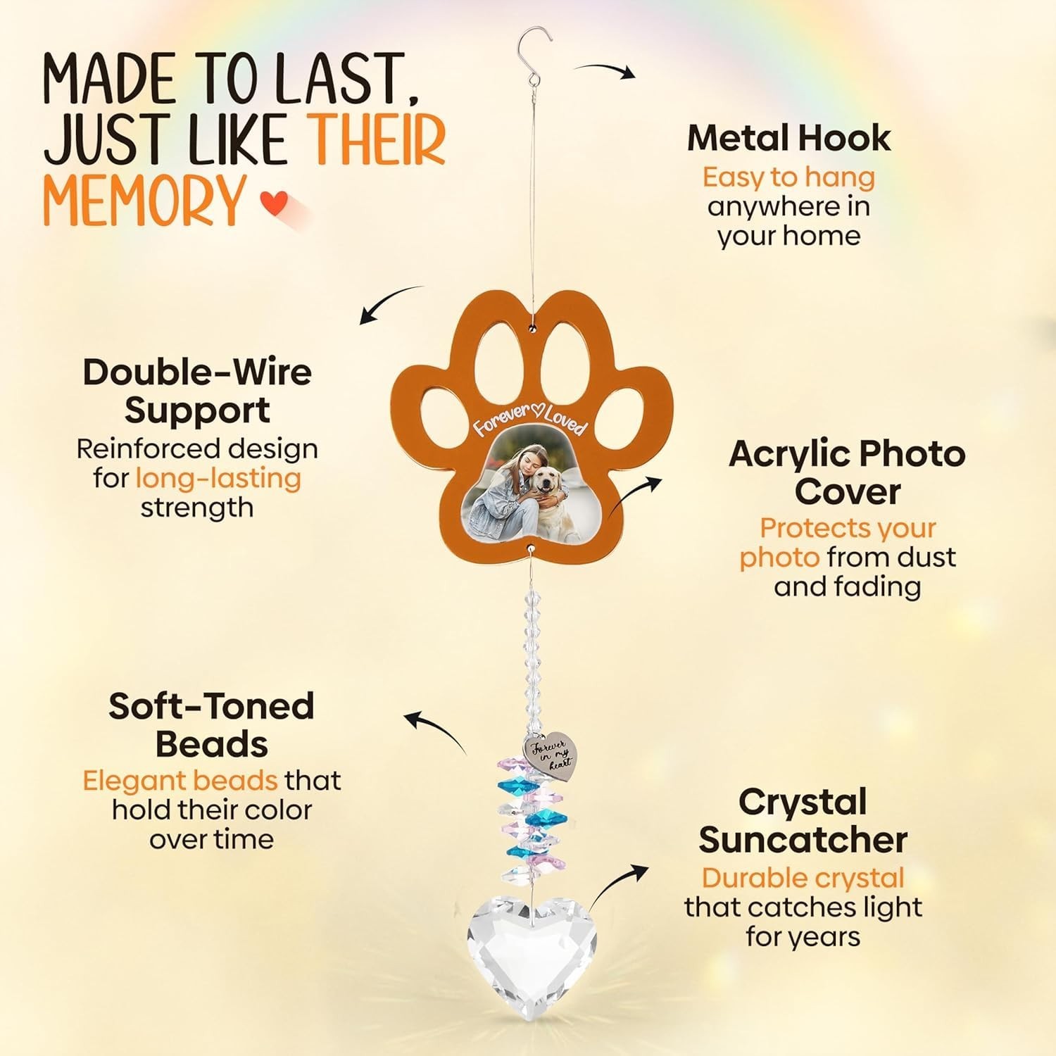 Personalized Brown Pet Memorial Gifts for Dogs – Rainbow Bridge Sympathy Hang…