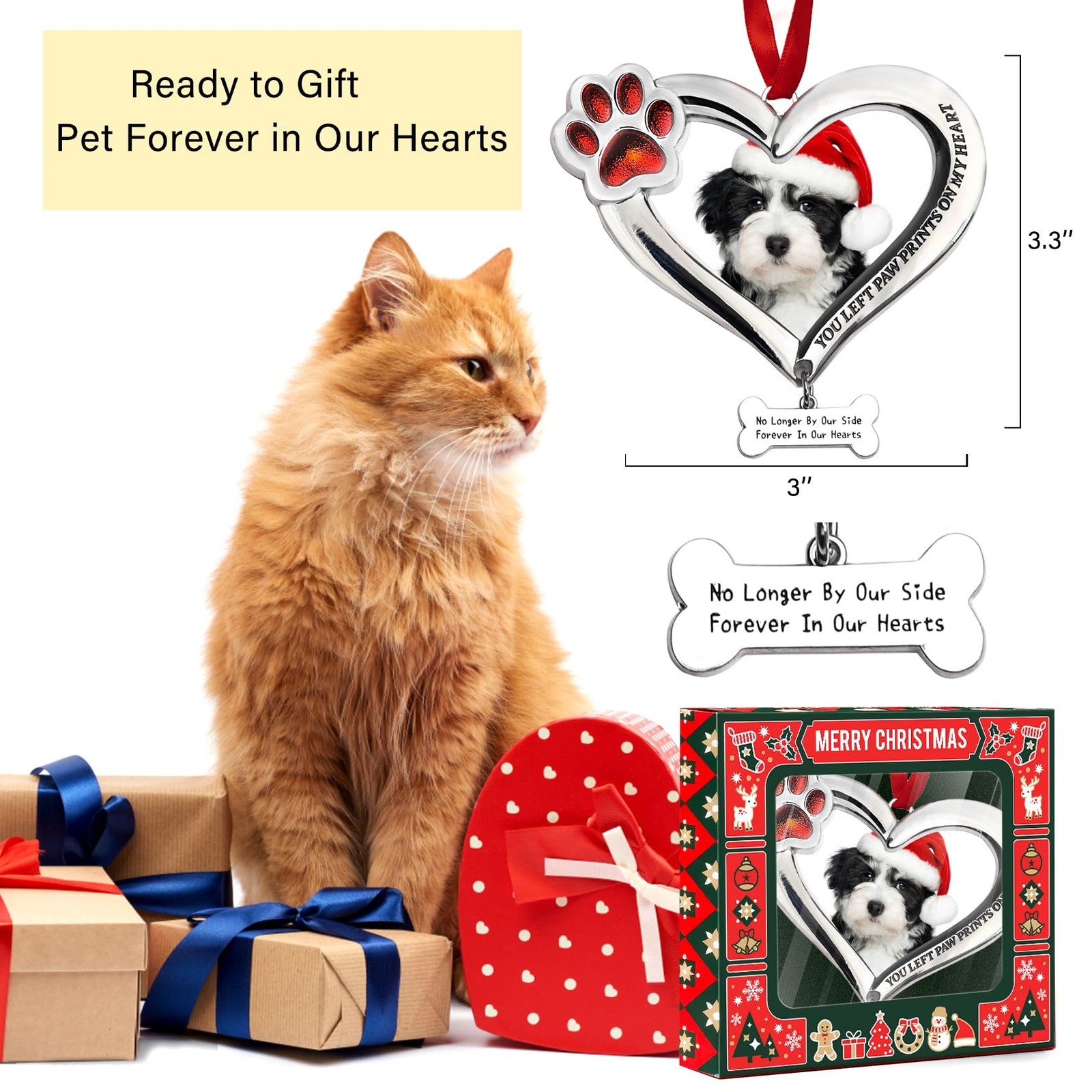 Personalized Pet Memorial Photo Ornament – Dog Cat Picture Ornament for Chris…