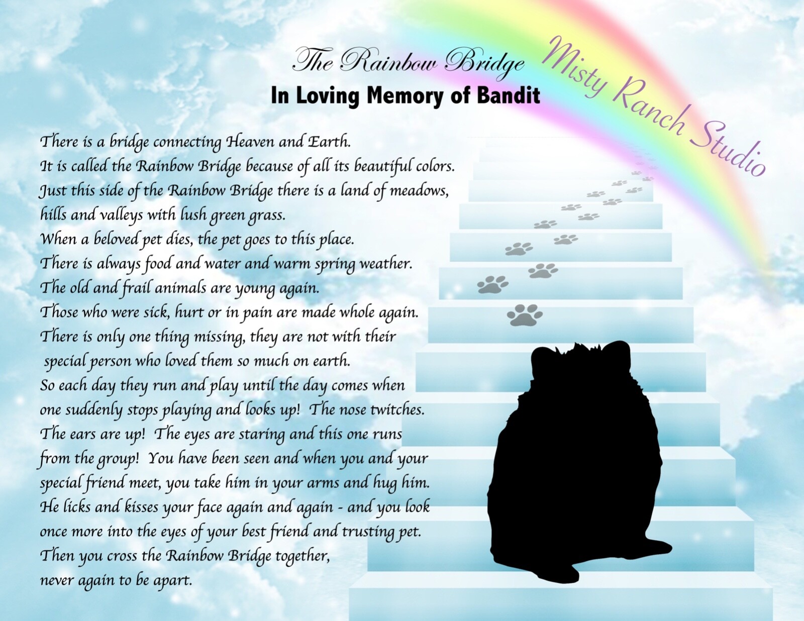 HAMSTER Memorial Poem RAINBOW BRIDGE UNFRAMED Stairway to Heaven Art Print