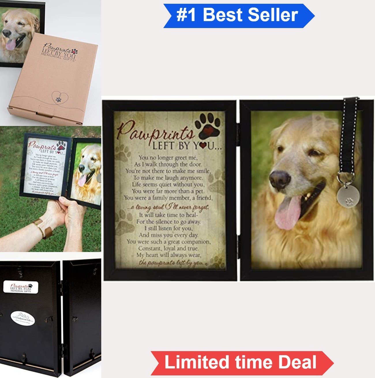 Pet Memorial Frame 5×7 Black Tabletop Display Sympathy Poem Photo Loss