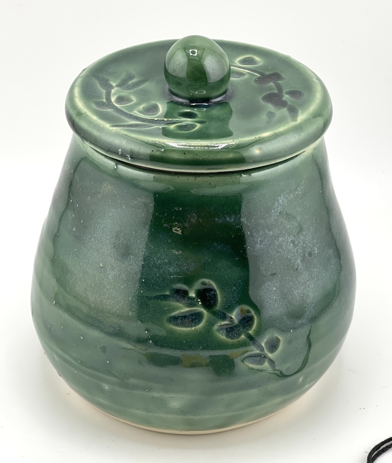 PET URN Hand Carved Pottery Cremation Ashes & Memorabilia EMERALD GREEN S/M New