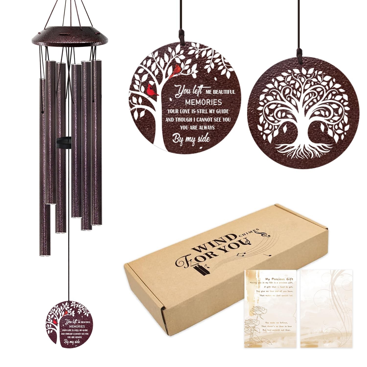 Memorial Gifts for Loss of Mom/Dad – 32″ Cardinal Sympathy Wind Chimes with T…