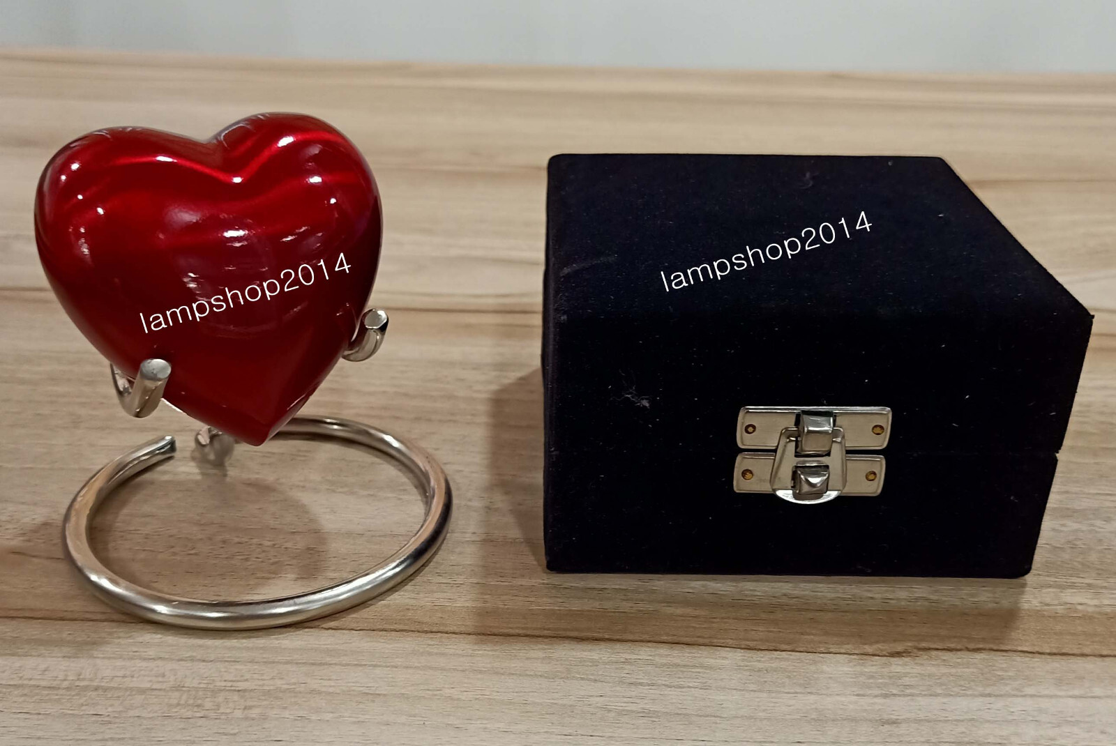 Cremation Urn for Ashes Keepsake Red Heart Urn with Box and Stand Adult Red Urn