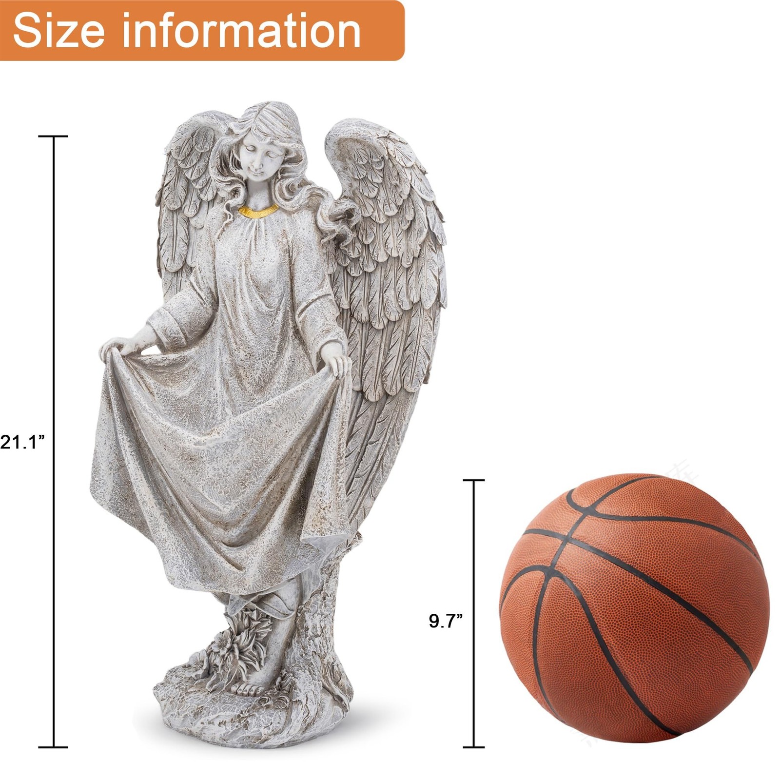 basen Angel Garden Statue Outdoor, Memorial Angel Figurine for Grave Yard Law…