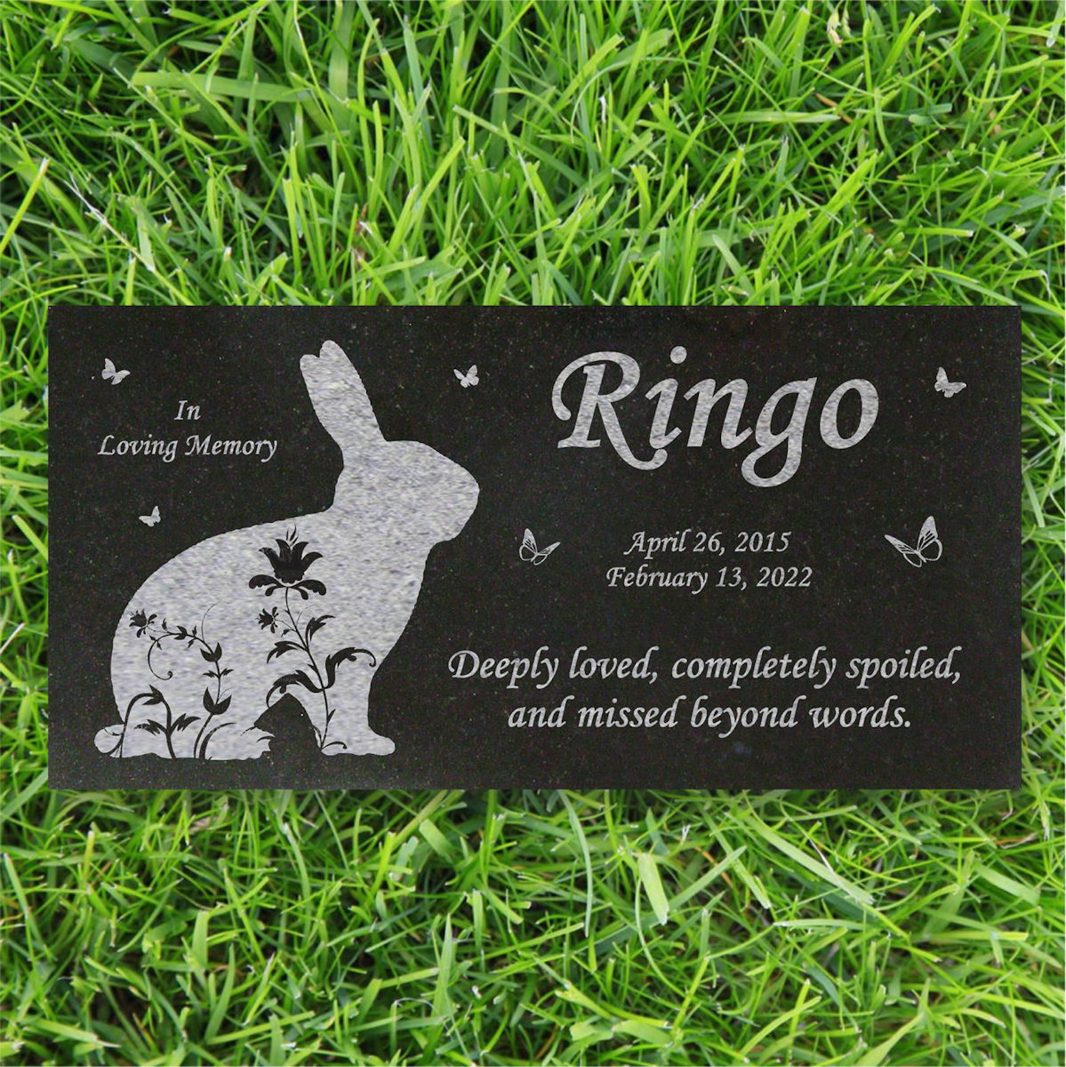 Personalized Pet Rabbit Memorial – Granite Pet Memorial – 6×12 – Ringo