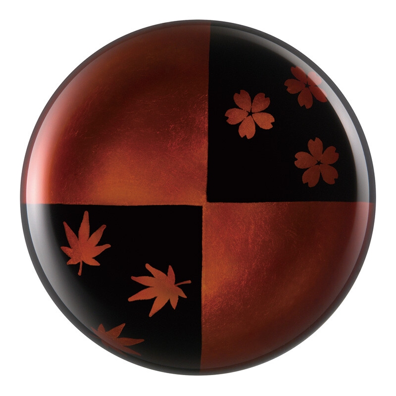 Makie Awase Checked Four Seasons Small Keepsake Urn for Human Ashes Lacquer