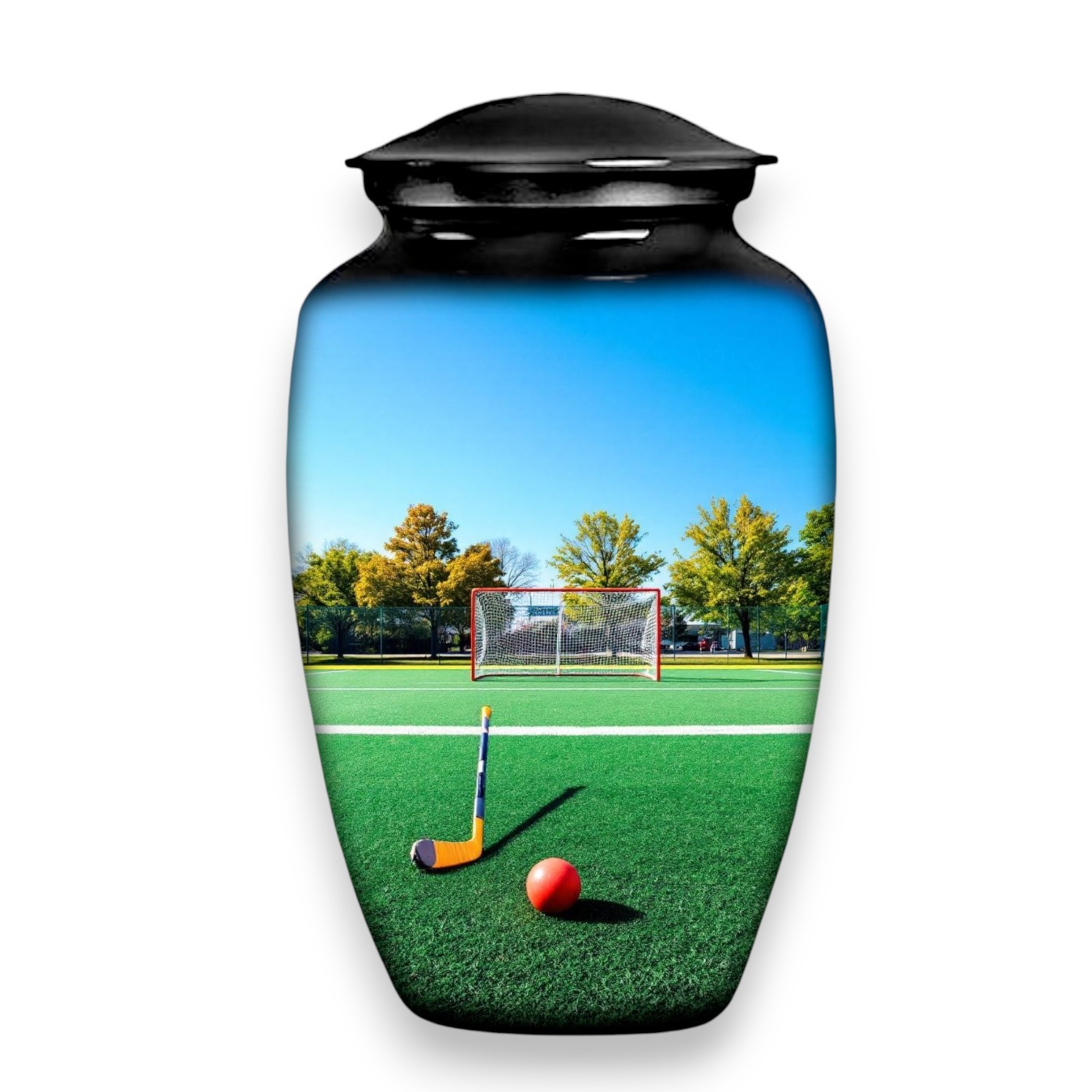 New Hockey Cremation Large Black Urn Human Ashes w/Bag Earns for Men & Women