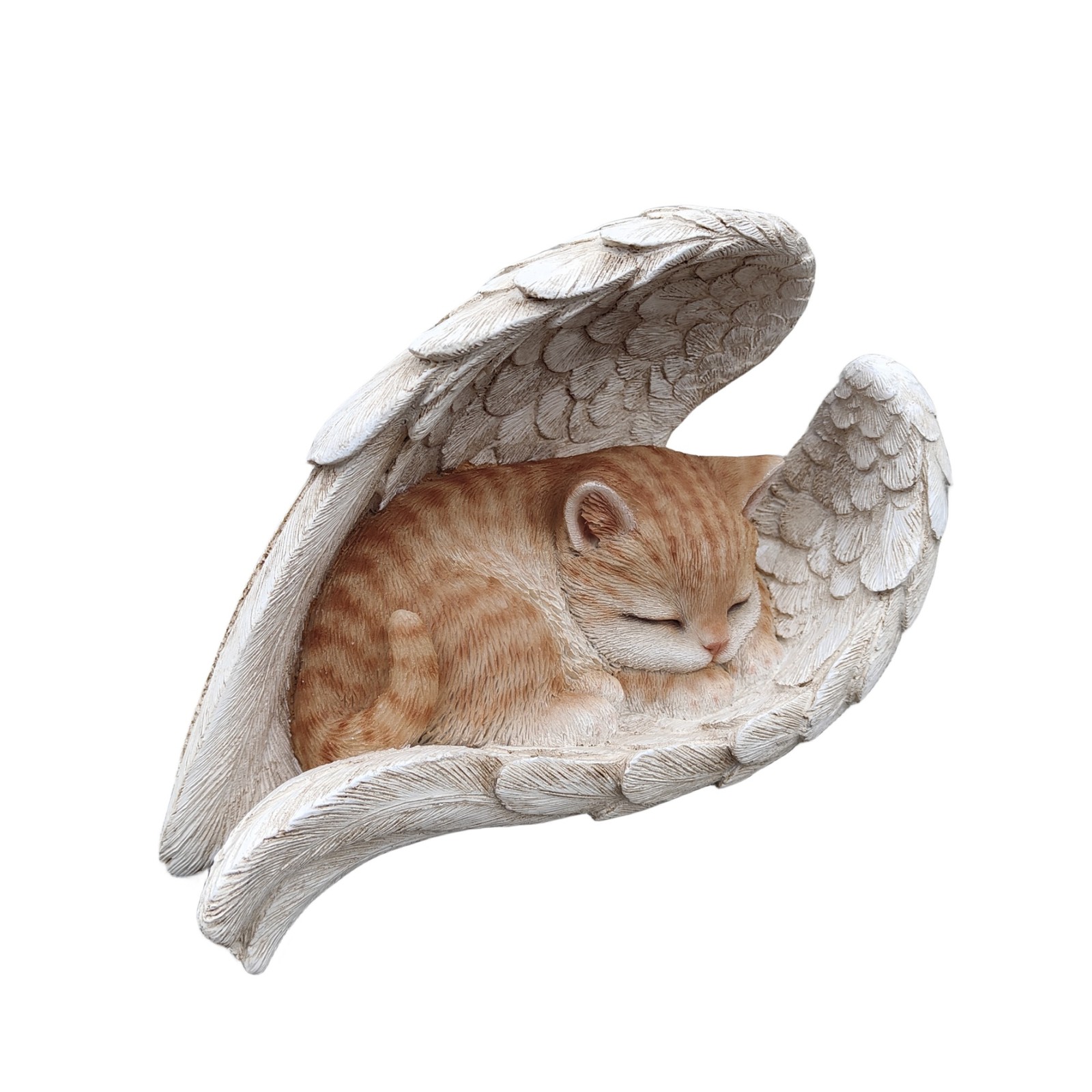 Angel Cat Garden Statue Orange Tabby Sleeping Pet Memorial Bereavement Gift
