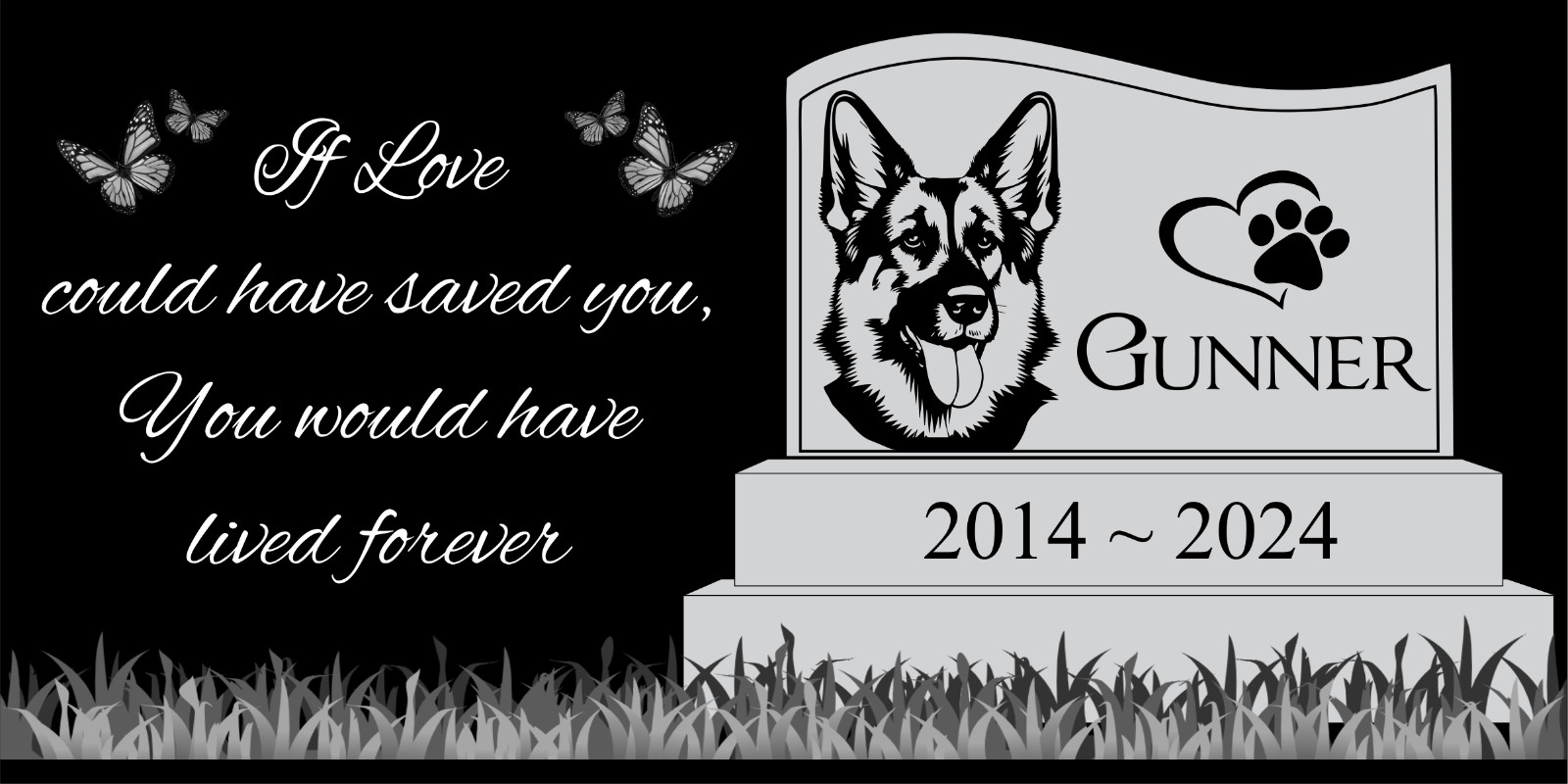 Pet memorial Engraved Marker, headstone Granite gravestone Golden Retriever, dog