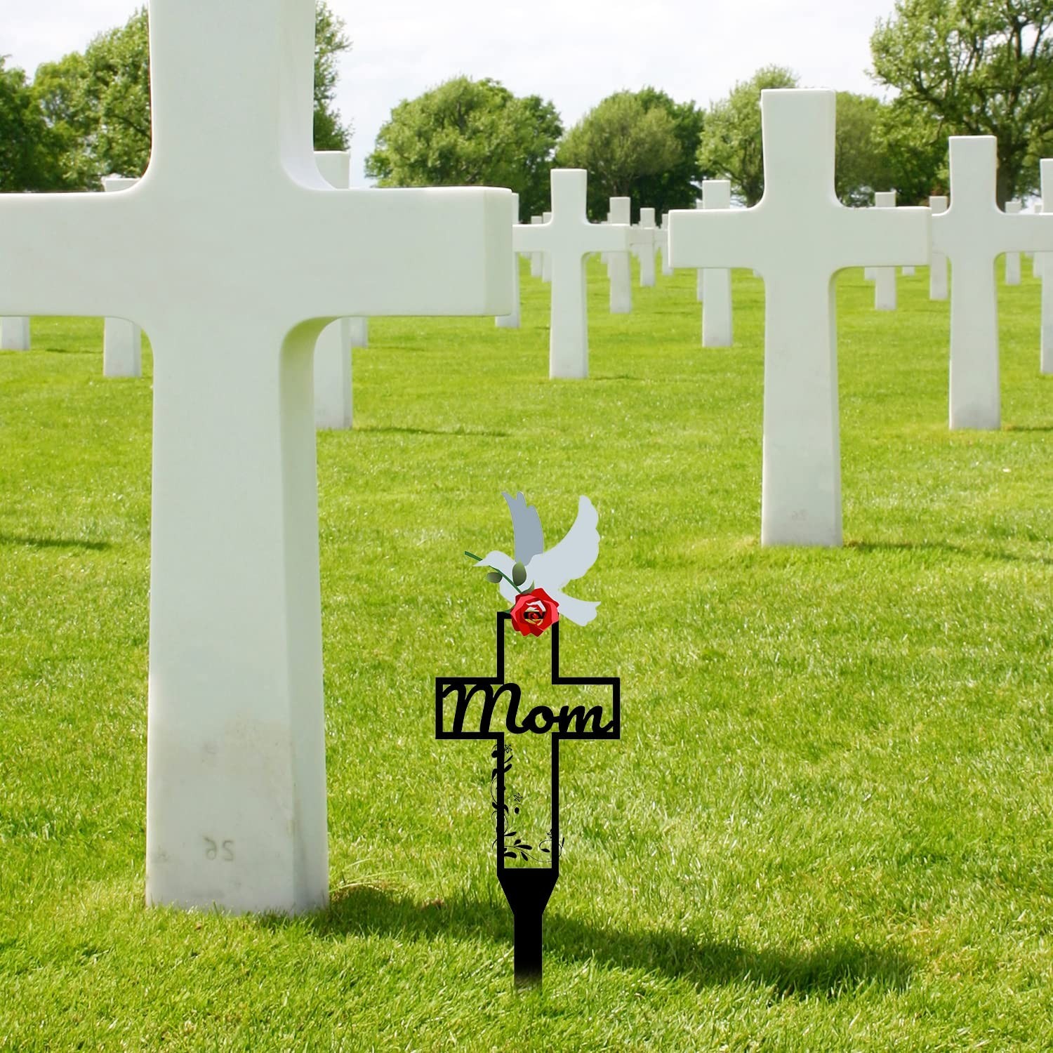 Cemetery Memorial Cross Stake,Metal Cross Garden Stake Graves Cemetery Decora…