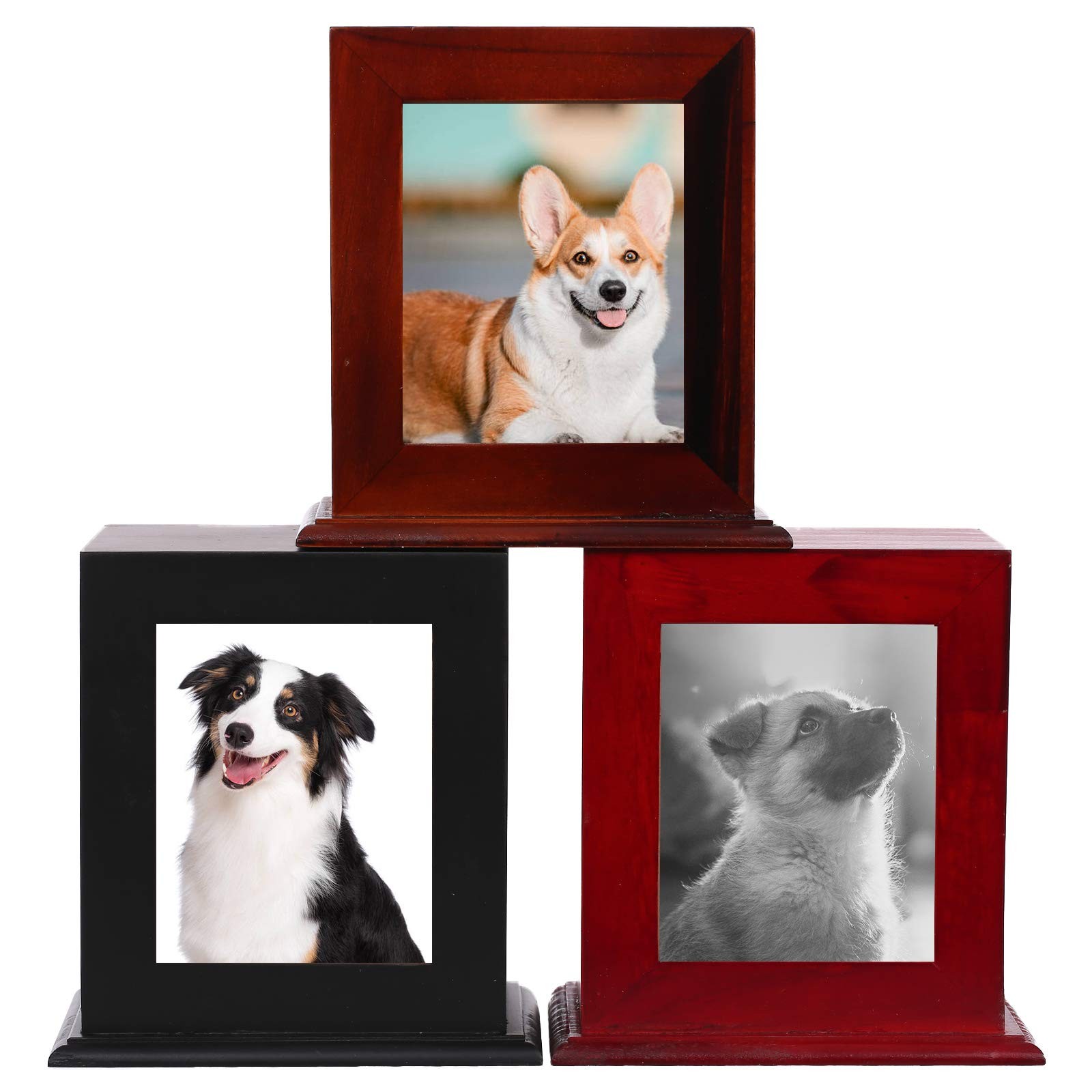 Pet Cremation Urn for Large Dogs, Ashes Photo Box, Wood Keepsake Memorial Urn