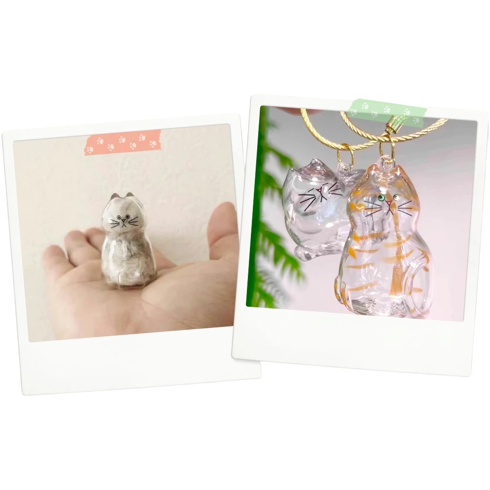 Pet Memorial CAT FUR Keychain Case Keepsake Holder Custom Cat Hair Charm Gift