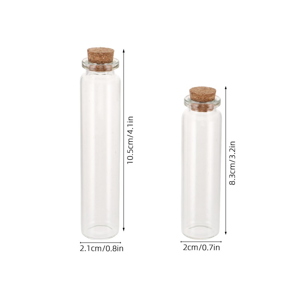 2Pcs Transparent Glass Bottles with Wood for Pet Hair Storage and Memorial
