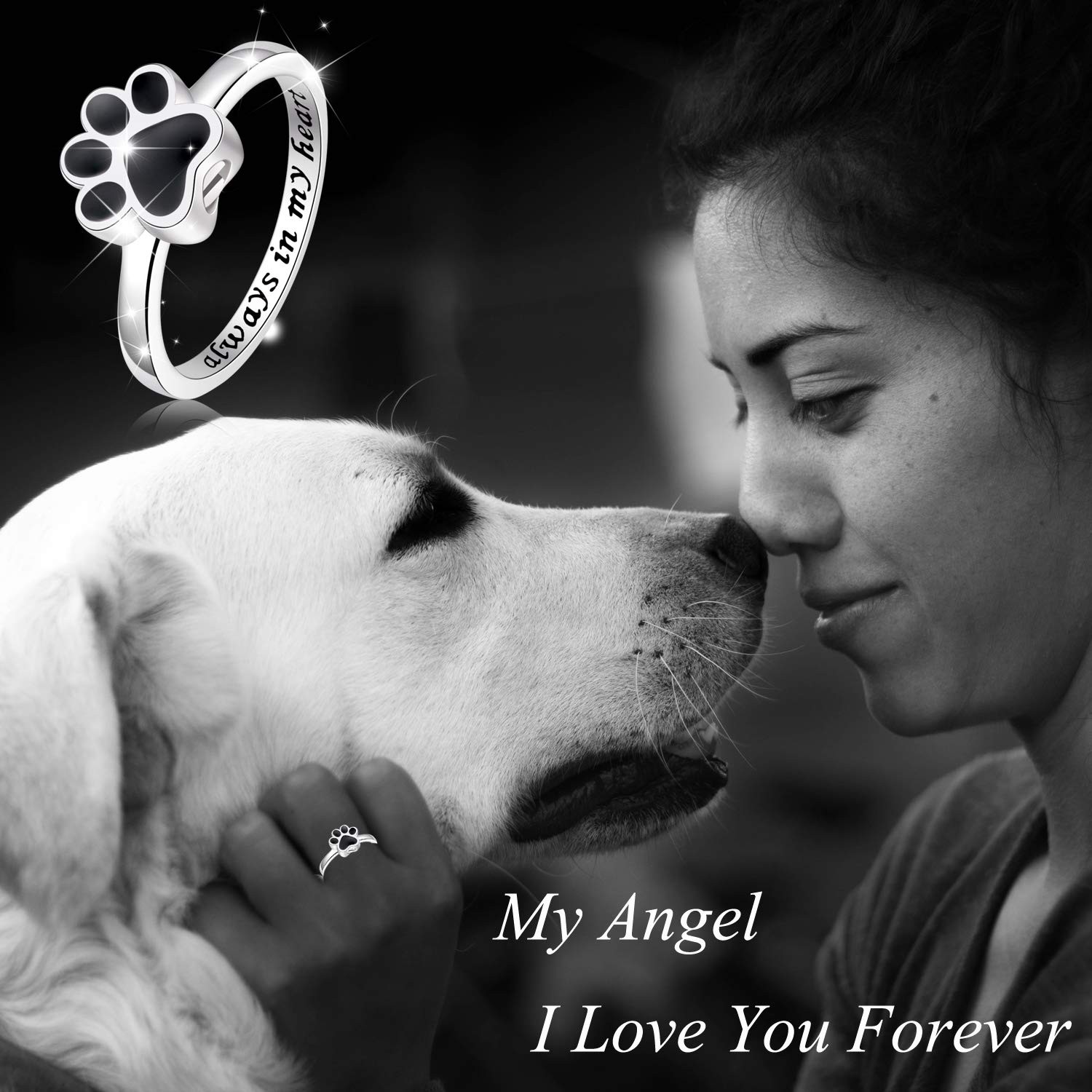 Iohupci Sterling Silver Forever In My Heart Cremation Urn Ring Hold Loved Pet