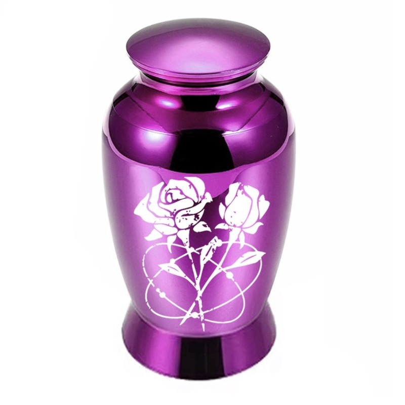Metal Pet Cremation Urn For Dog Cats Ashes Storage Elegant Pattern Safe Lid