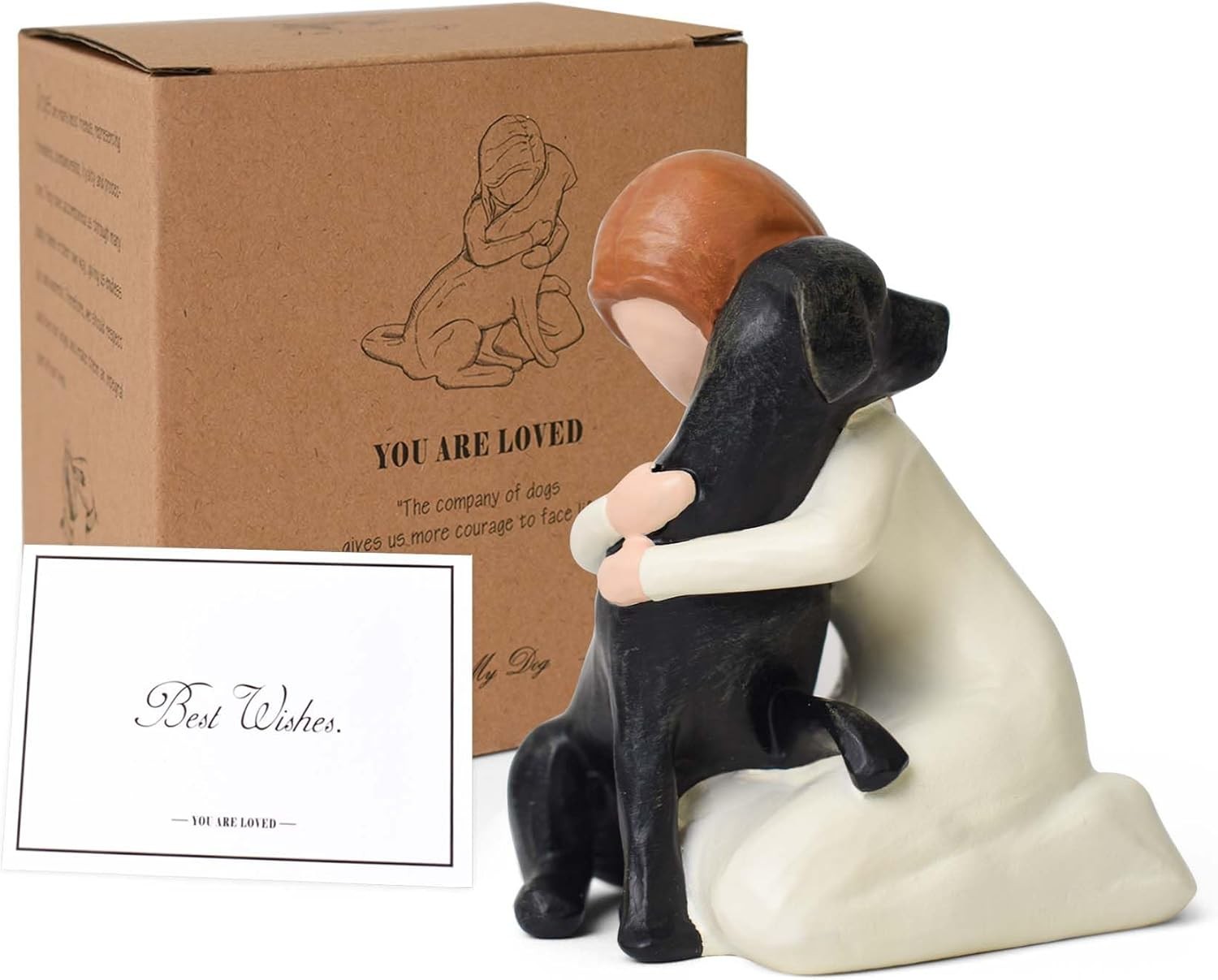 Black Dog Memorial Figurine Resin Labrador Statue Sympathy Gift for Pet Loss
