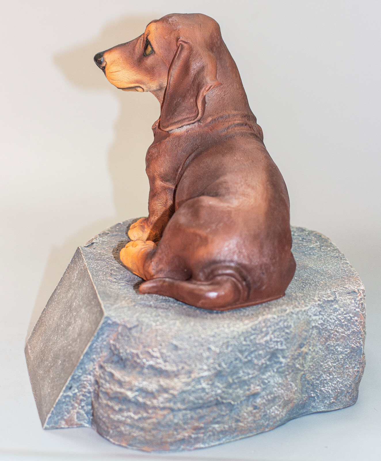 Brown Dachshund Memorial Headstone Dog Cremation Urn Pet Grave Marker Figurine