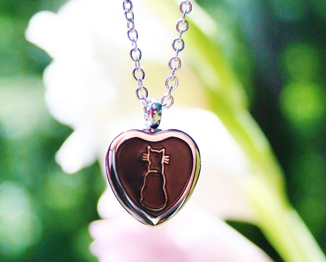 Cat Cremation Necklace Jewelry Pendant Urn for Ashes Memorial Gift Black Kitty