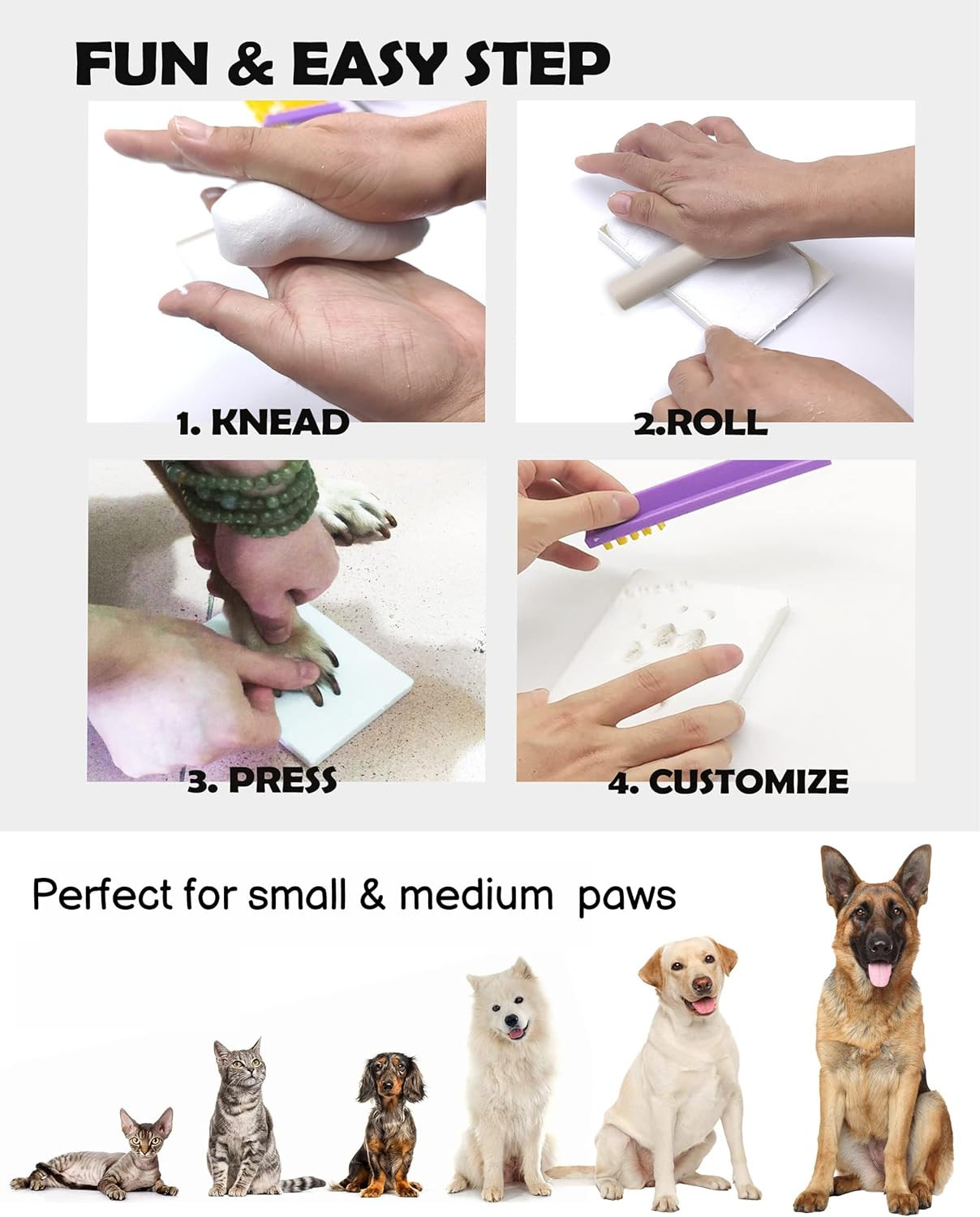 Dog or Cat Paw Print Kit with Trinkets,Pet Paw Print Impression Kit with 2 Clay,
