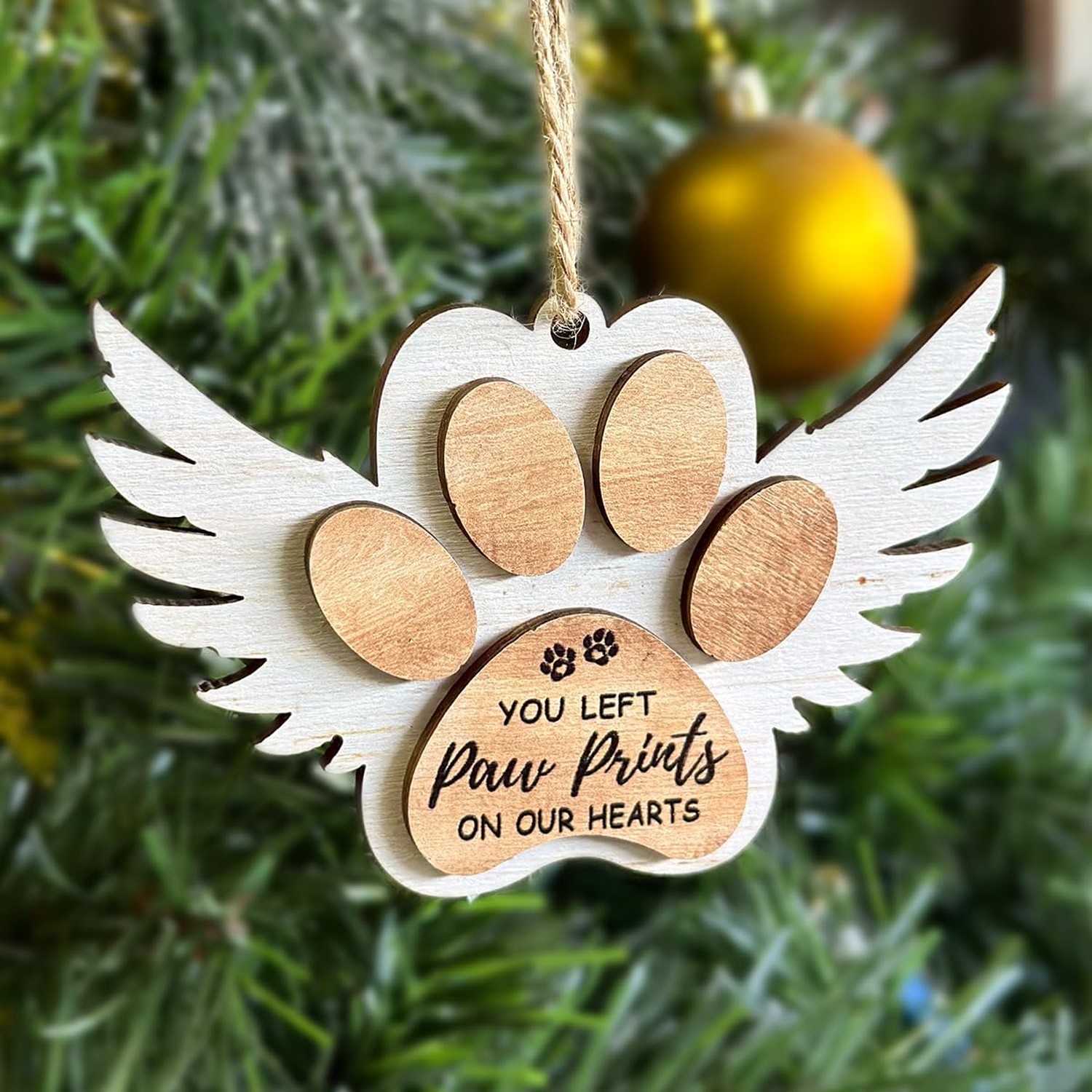 Pet Memorial Ornament, White Christmas Decor, Gifts for Loss of Dog, Angel Wi…